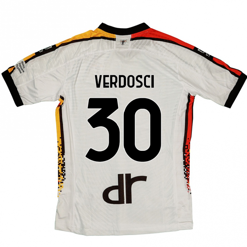 Gyermek Labdarúgás Simone Verdosci #30 Fehér Fekete Idegenbeli Jersey 2024/25 Mez Póló Ing