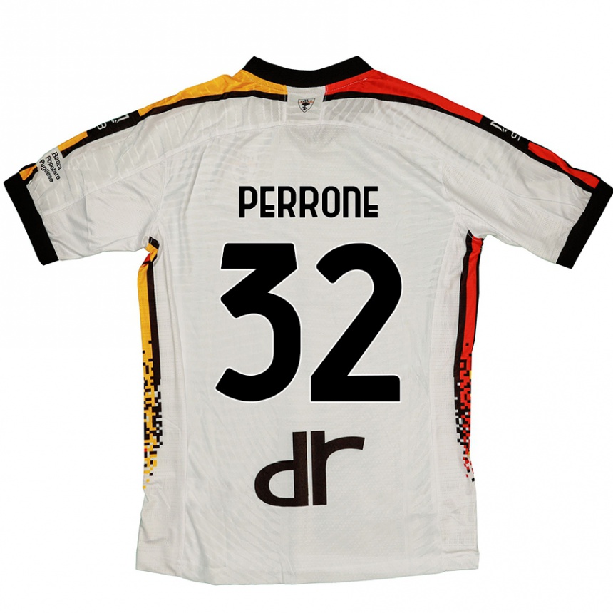 Gyermek Labdarúgás Samuele Perrone #32 Fehér Fekete Idegenbeli Jersey 2024/25 Mez Póló Ing