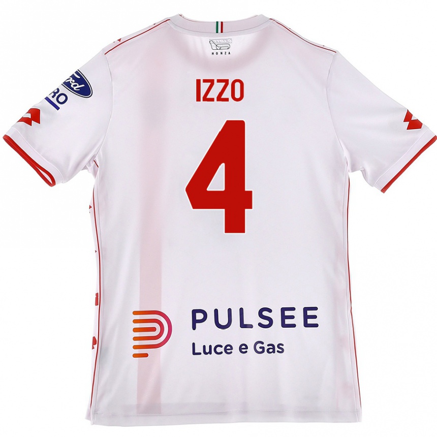 Gyermek Labdarúgás Armando Izzo #4 Fehér Piros Idegenbeli Jersey 2024/25 Mez Póló Ing