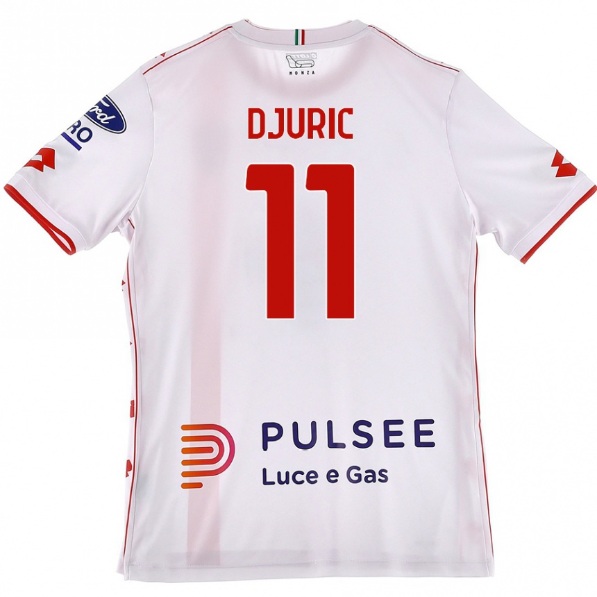 Gyermek Labdarúgás Milan Djuric #11 Fehér Piros Idegenbeli Jersey 2024/25 Mez Póló Ing