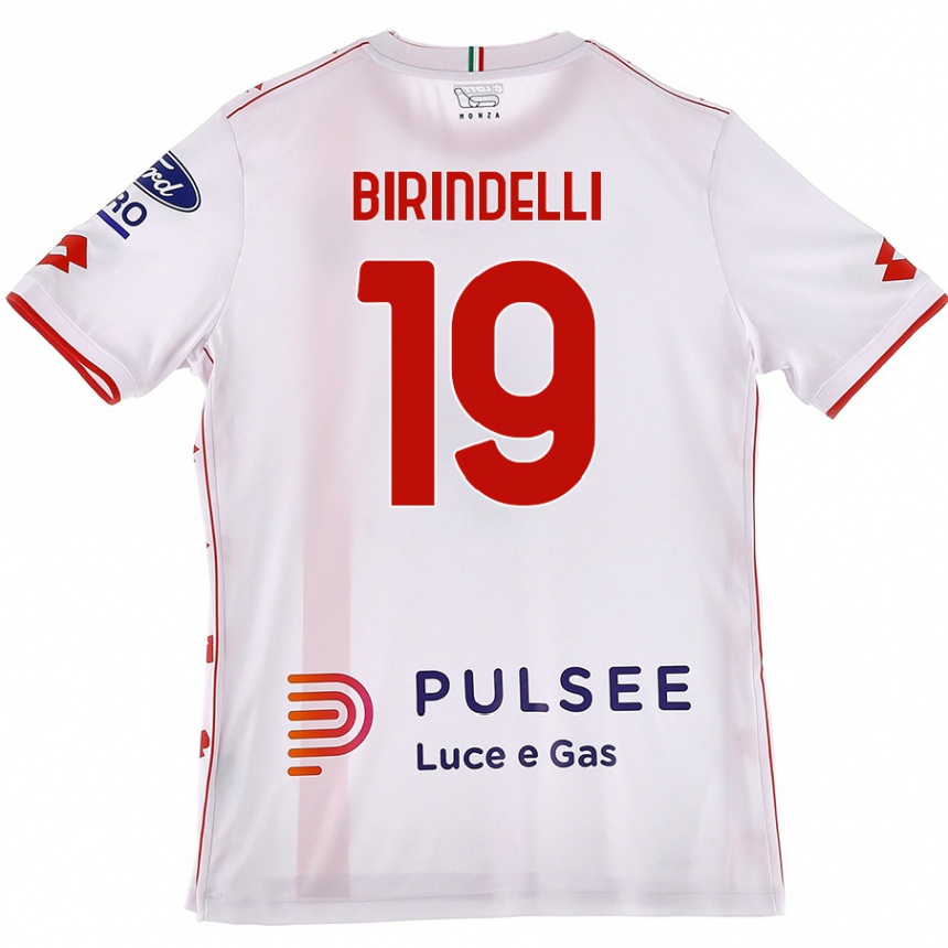 Gyermek Labdarúgás Samuele Birindelli #19 Fehér Piros Idegenbeli Jersey 2024/25 Mez Póló Ing