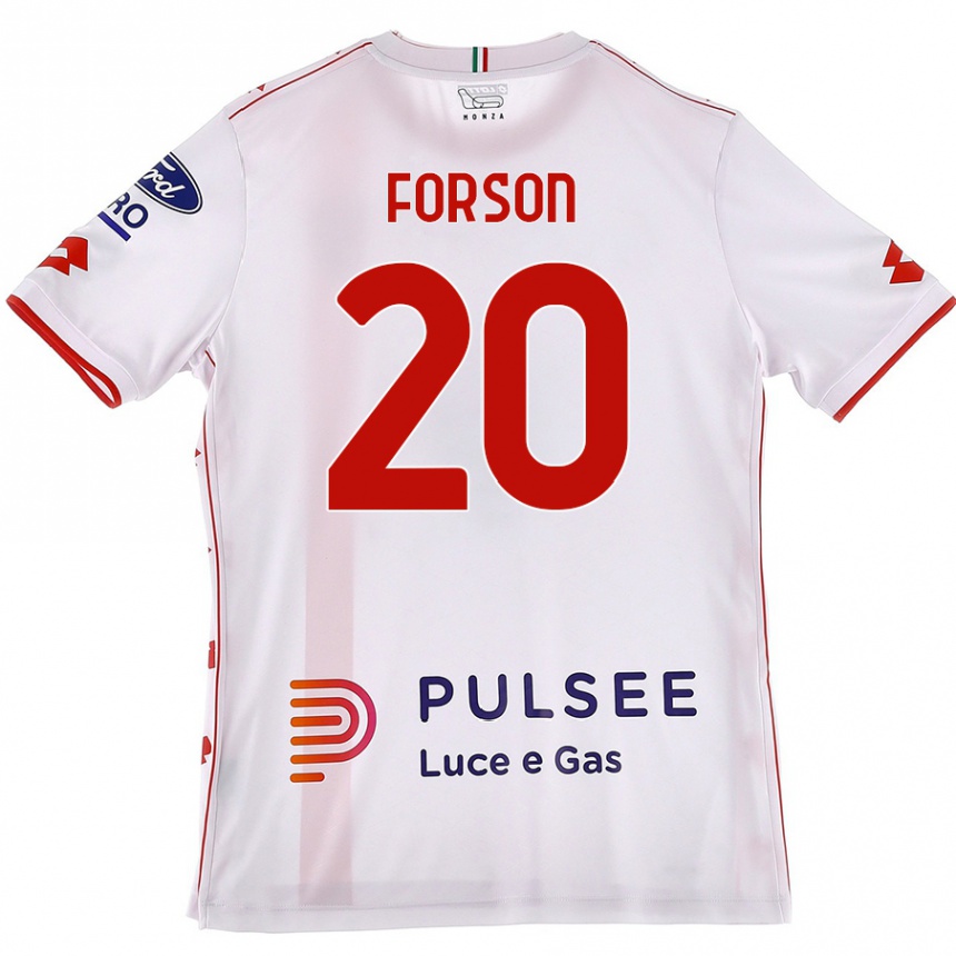 Gyermek Labdarúgás Omari Forson #20 Fehér Piros Idegenbeli Jersey 2024/25 Mez Póló Ing