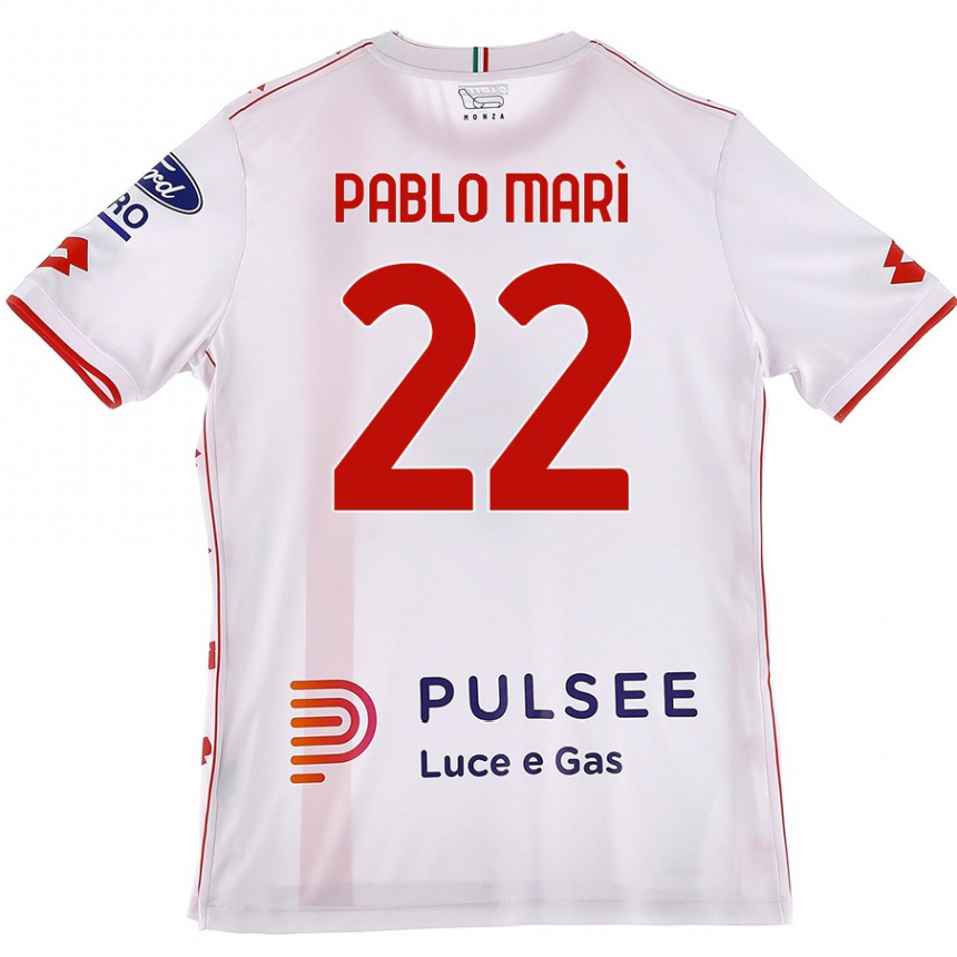 Gyermek Labdarúgás Pablo Marí #22 Fehér Piros Idegenbeli Jersey 2024/25 Mez Póló Ing