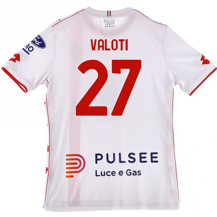 Gyermek Labdarúgás Mattia Valoti #27 Fehér Piros Idegenbeli Jersey 2024/25 Mez Póló Ing