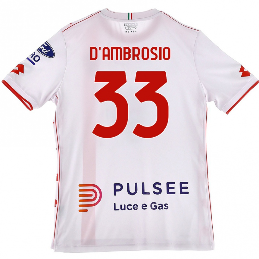 Gyermek Labdarúgás Danilo D'ambrosio #33 Fehér Piros Idegenbeli Jersey 2024/25 Mez Póló Ing