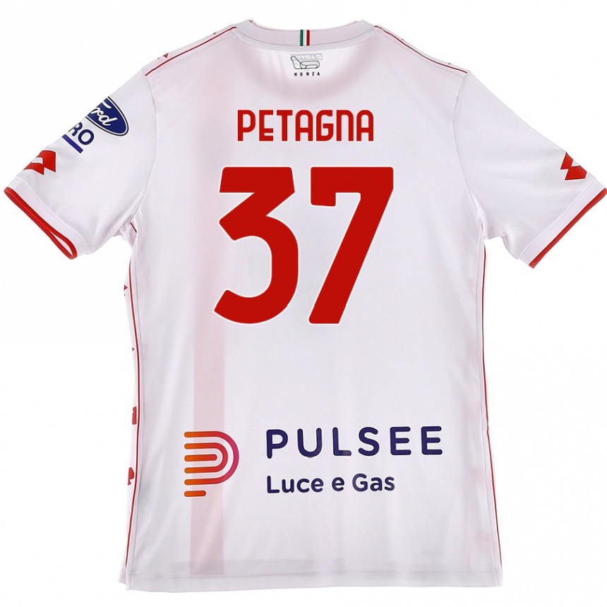 Gyermek Labdarúgás Andrea Petagna #37 Fehér Piros Idegenbeli Jersey 2024/25 Mez Póló Ing