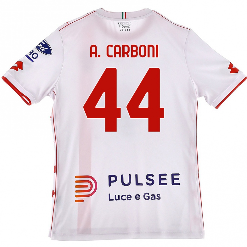 Gyermek Labdarúgás Andrea Carboni #44 Fehér Piros Idegenbeli Jersey 2024/25 Mez Póló Ing