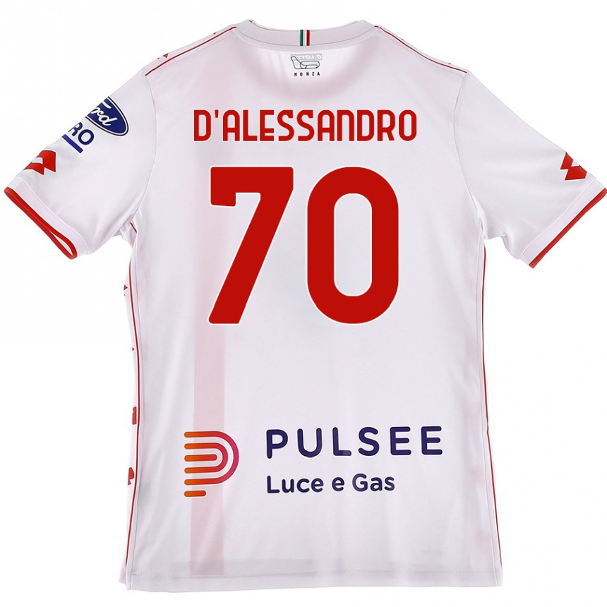 Gyermek Labdarúgás Marco D'alessandro #70 Fehér Piros Idegenbeli Jersey 2024/25 Mez Póló Ing