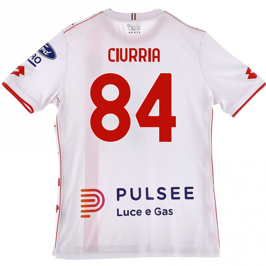 Gyermek Labdarúgás Patrick Ciurria #84 Fehér Piros Idegenbeli Jersey 2024/25 Mez Póló Ing