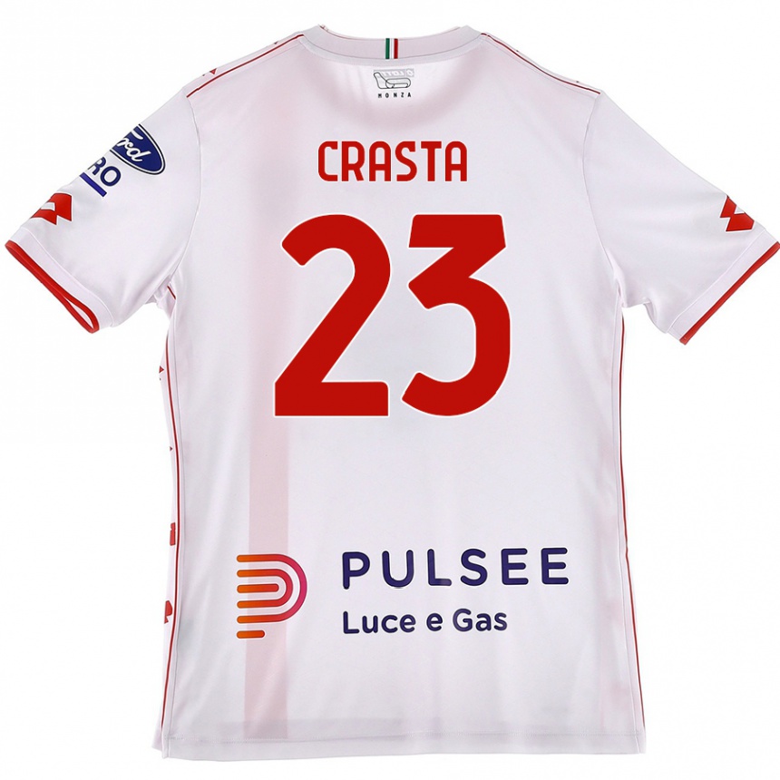 Gyermek Labdarúgás Mario Crasta #23 Fehér Piros Idegenbeli Jersey 2024/25 Mez Póló Ing