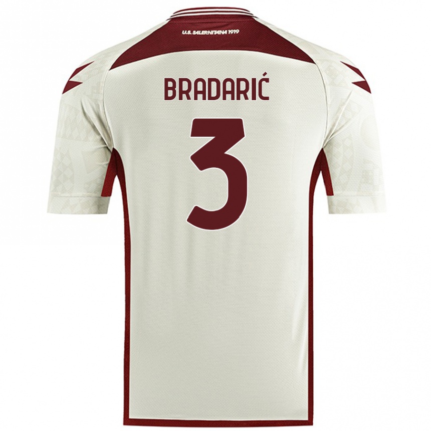 Gyermek Labdarúgás Domagoj Bradarić #3 Krém Színű Idegenbeli Jersey 2024/25 Mez Póló Ing