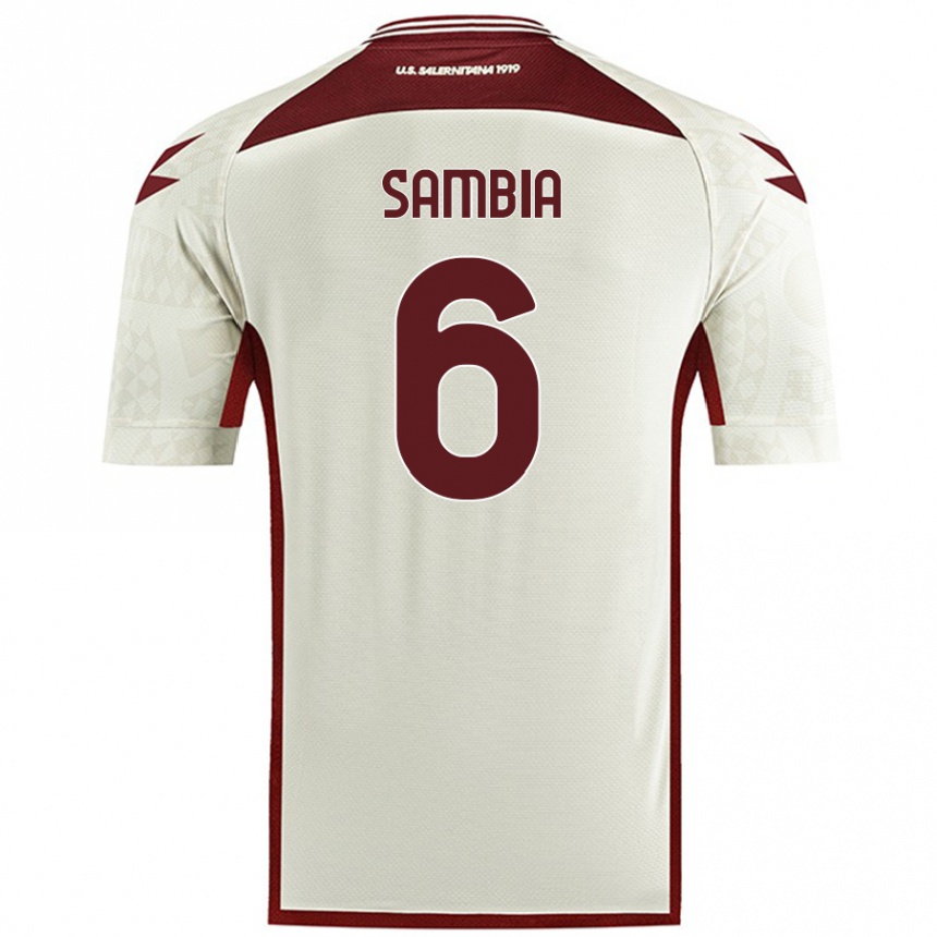 Gyermek Labdarúgás Junior Sambia #6 Krém Színű Idegenbeli Jersey 2024/25 Mez Póló Ing