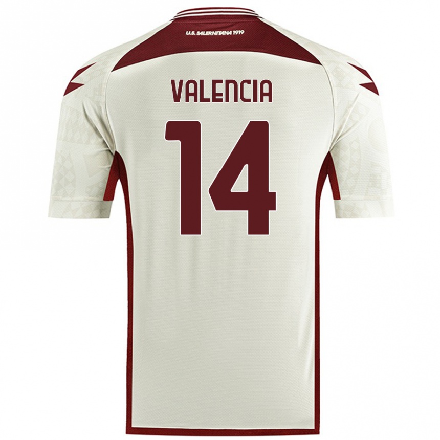 Gyermek Labdarúgás Diego Valencia #14 Krém Színű Idegenbeli Jersey 2024/25 Mez Póló Ing