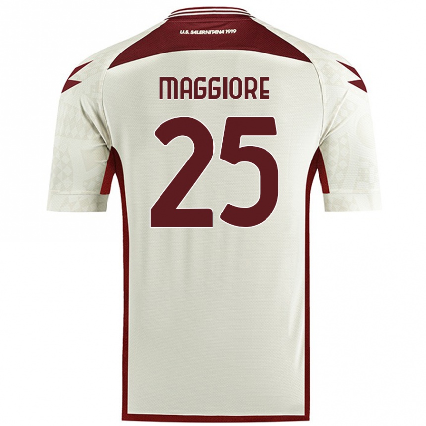 Gyermek Labdarúgás Giulio Maggiore #25 Krém Színű Idegenbeli Jersey 2024/25 Mez Póló Ing