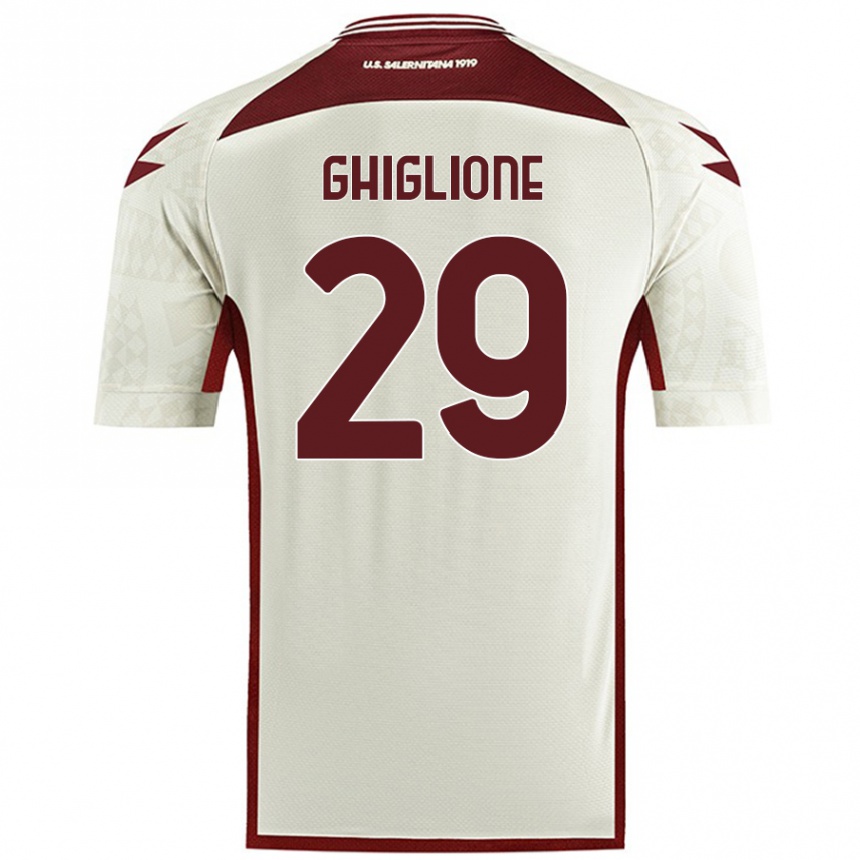 Gyermek Labdarúgás Paolo Ghiglione #29 Krém Színű Idegenbeli Jersey 2024/25 Mez Póló Ing