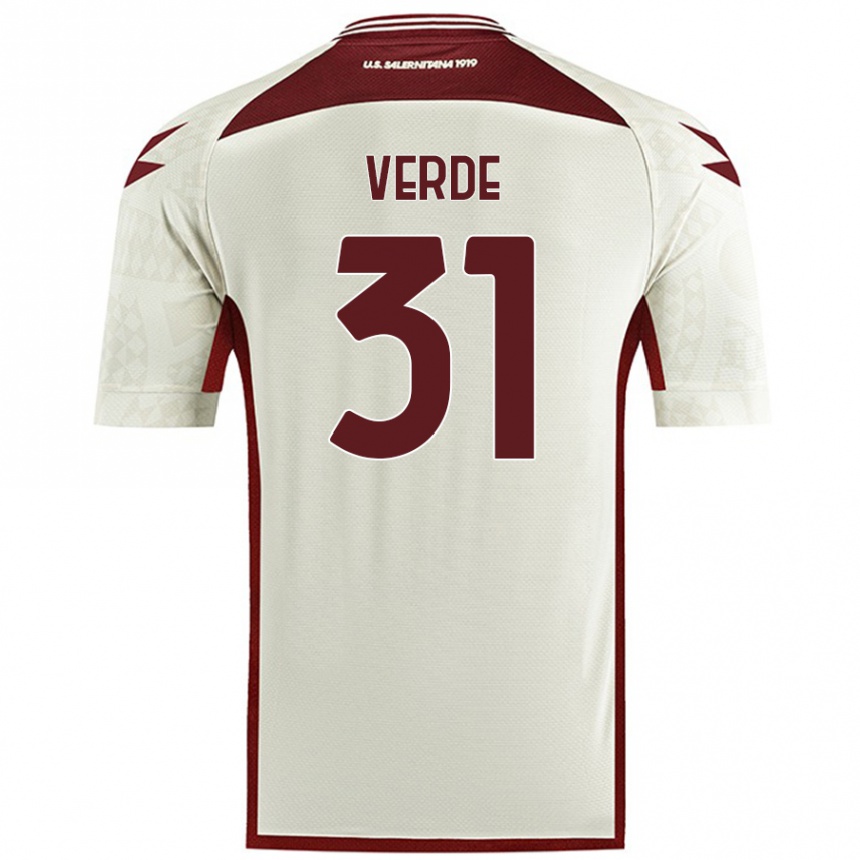 Gyermek Labdarúgás Daniele Verde #31 Krém Színű Idegenbeli Jersey 2024/25 Mez Póló Ing