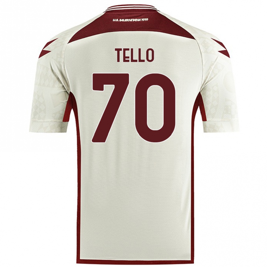 Gyermek Labdarúgás Andrés Tello #70 Krém Színű Idegenbeli Jersey 2024/25 Mez Póló Ing