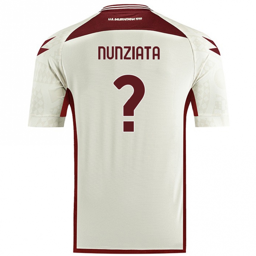 Gyermek Labdarúgás Francesco Nunziata #0 Krém Színű Idegenbeli Jersey 2024/25 Mez Póló Ing