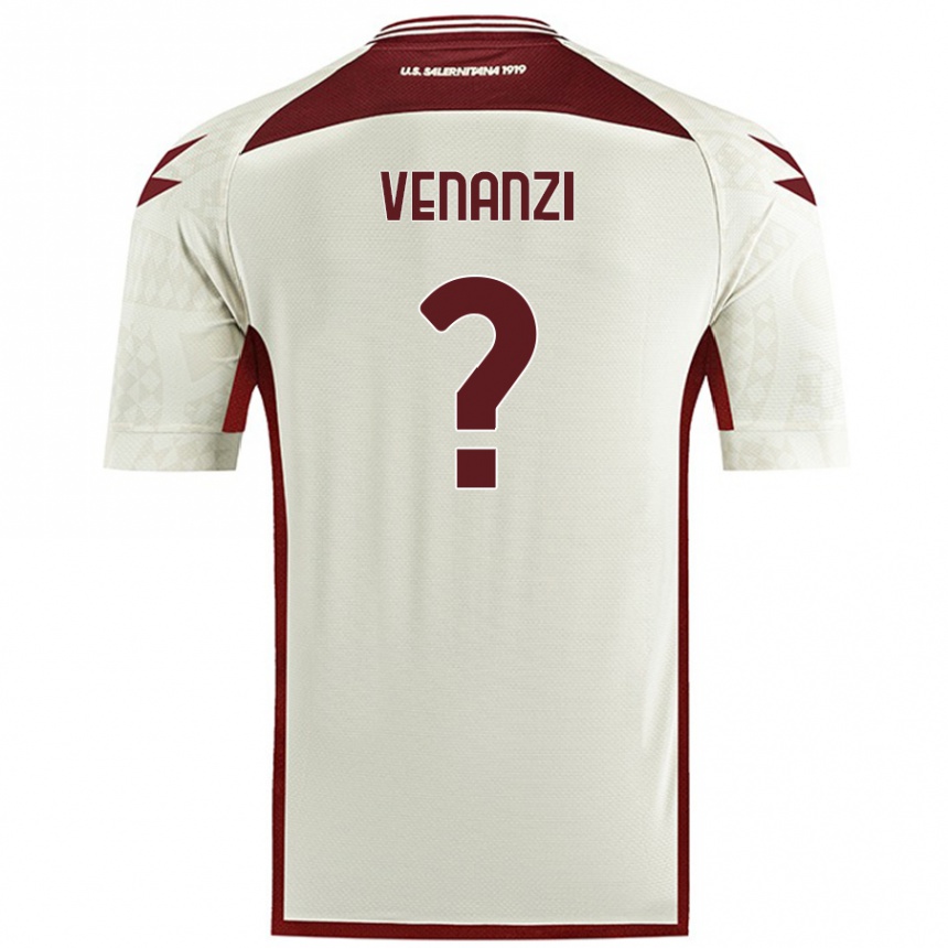 Gyermek Labdarúgás Francesco Venanzi #0 Krém Színű Idegenbeli Jersey 2024/25 Mez Póló Ing