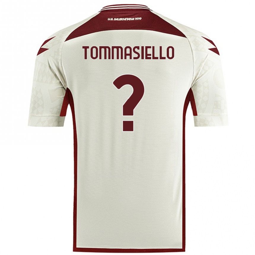 Gyermek Labdarúgás Francesco Tommasiello #0 Krém Színű Idegenbeli Jersey 2024/25 Mez Póló Ing