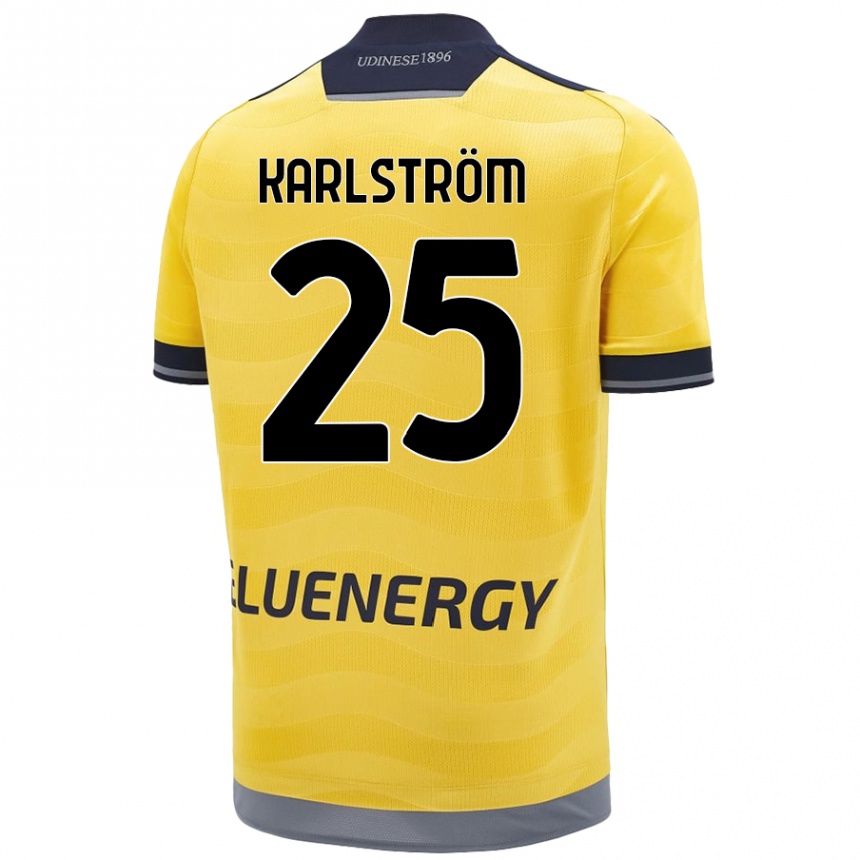 Gyermek Labdarúgás Jesper Karlström #25 Aranysárga Idegenbeli Jersey 2024/25 Mez Póló Ing