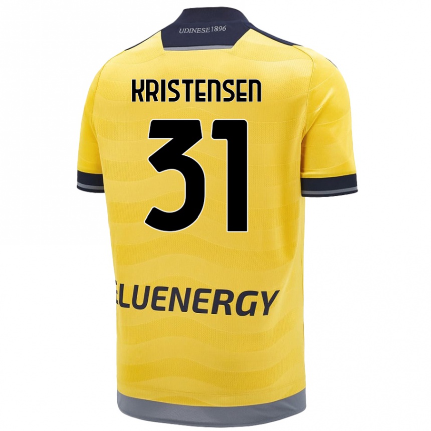 Gyermek Labdarúgás Thomas Kristensen #31 Aranysárga Idegenbeli Jersey 2024/25 Mez Póló Ing