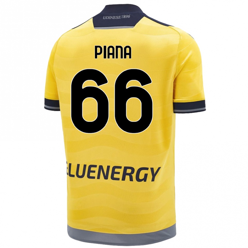 Gyermek Labdarúgás Edoardo Piana #66 Aranysárga Idegenbeli Jersey 2024/25 Mez Póló Ing