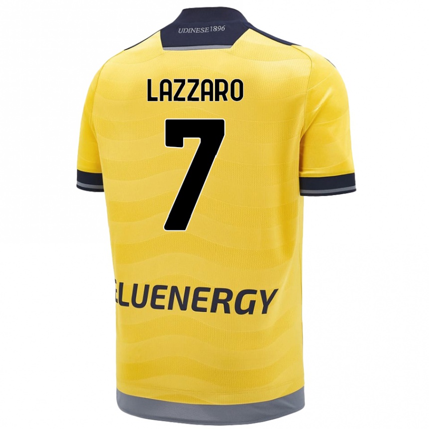 Gyermek Labdarúgás Davide Lazzaro #7 Aranysárga Idegenbeli Jersey 2024/25 Mez Póló Ing