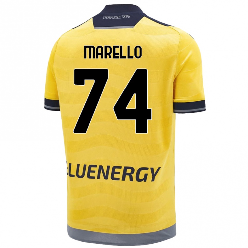 Gyermek Labdarúgás Mattia Marello #74 Aranysárga Idegenbeli Jersey 2024/25 Mez Póló Ing