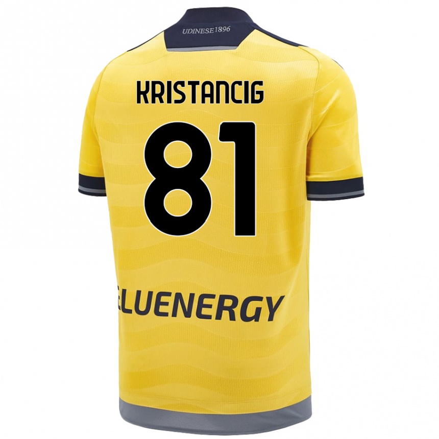 Gyermek Labdarúgás Luca Kristancig #81 Aranysárga Idegenbeli Jersey 2024/25 Mez Póló Ing