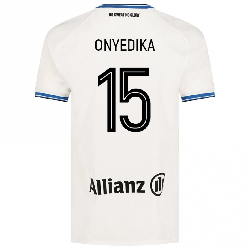 Gyermek Labdarúgás Raphael Onyedika #15 Fehér Idegenbeli Jersey 2024/25 Mez Póló Ing