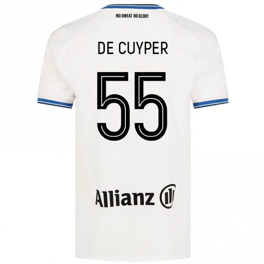 Gyermek Labdarúgás Maxim De Cuyper #55 Fehér Idegenbeli Jersey 2024/25 Mez Póló Ing