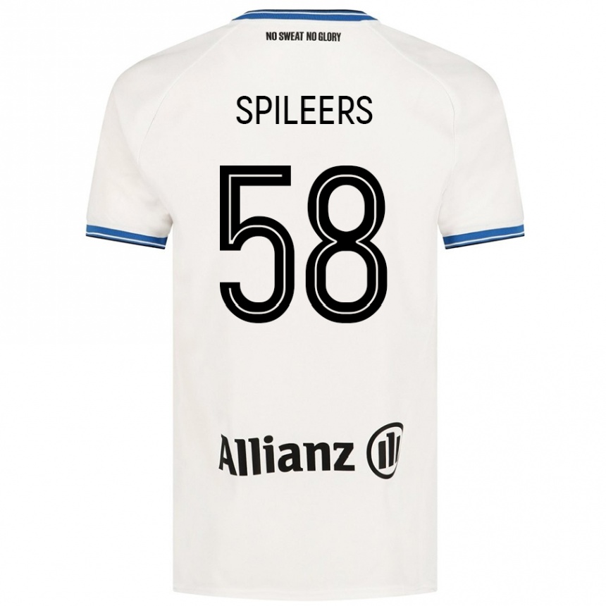 Gyermek Labdarúgás Jorne Spileers #58 Fehér Idegenbeli Jersey 2024/25 Mez Póló Ing