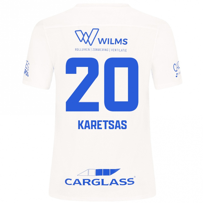 Gyermek Labdarúgás Konstantinos Karetsas #20 Fehér Idegenbeli Jersey 2024/25 Mez Póló Ing