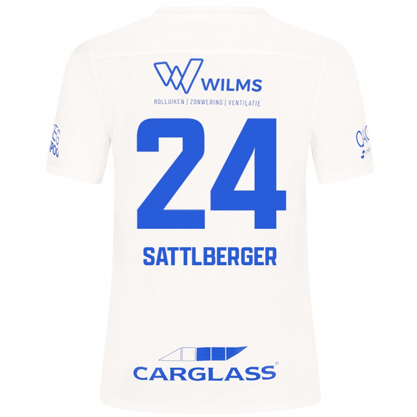 Gyermek Labdarúgás Nikolas Sattlberger #24 Fehér Idegenbeli Jersey 2024/25 Mez Póló Ing