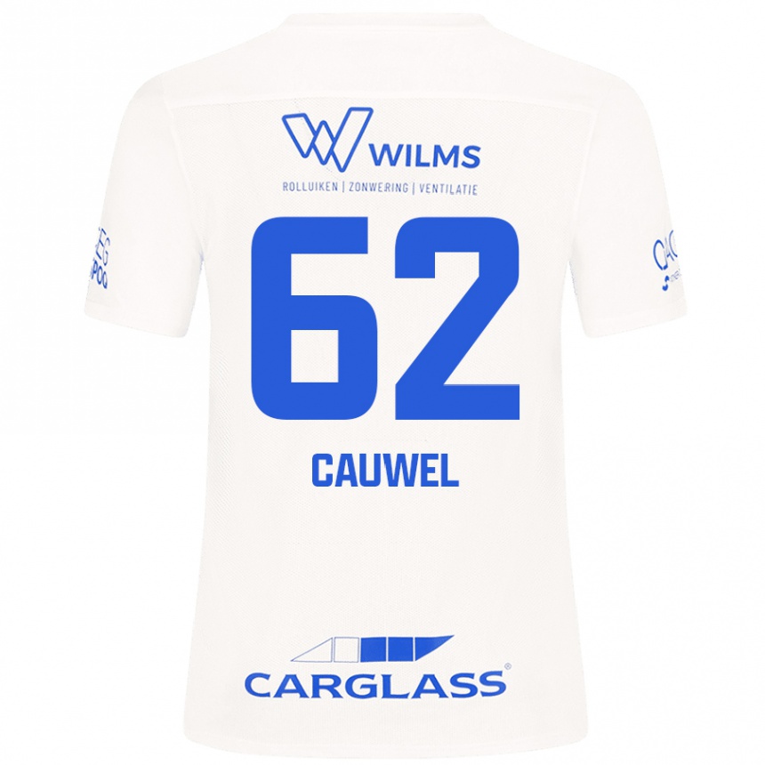 Gyermek Labdarúgás Michiel Cauwel #62 Fehér Idegenbeli Jersey 2024/25 Mez Póló Ing