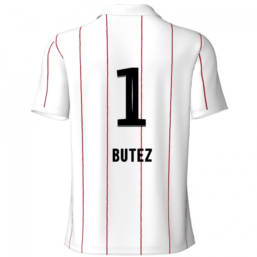 Gyermek Labdarúgás Jean Butez #1 Fehér Fekete Idegenbeli Jersey 2024/25 Mez Póló Ing