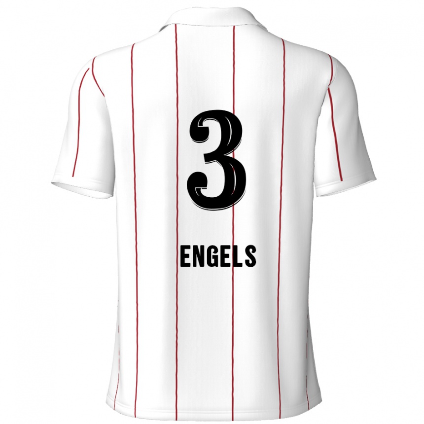 Gyermek Labdarúgás Björn Engels #3 Fehér Fekete Idegenbeli Jersey 2024/25 Mez Póló Ing