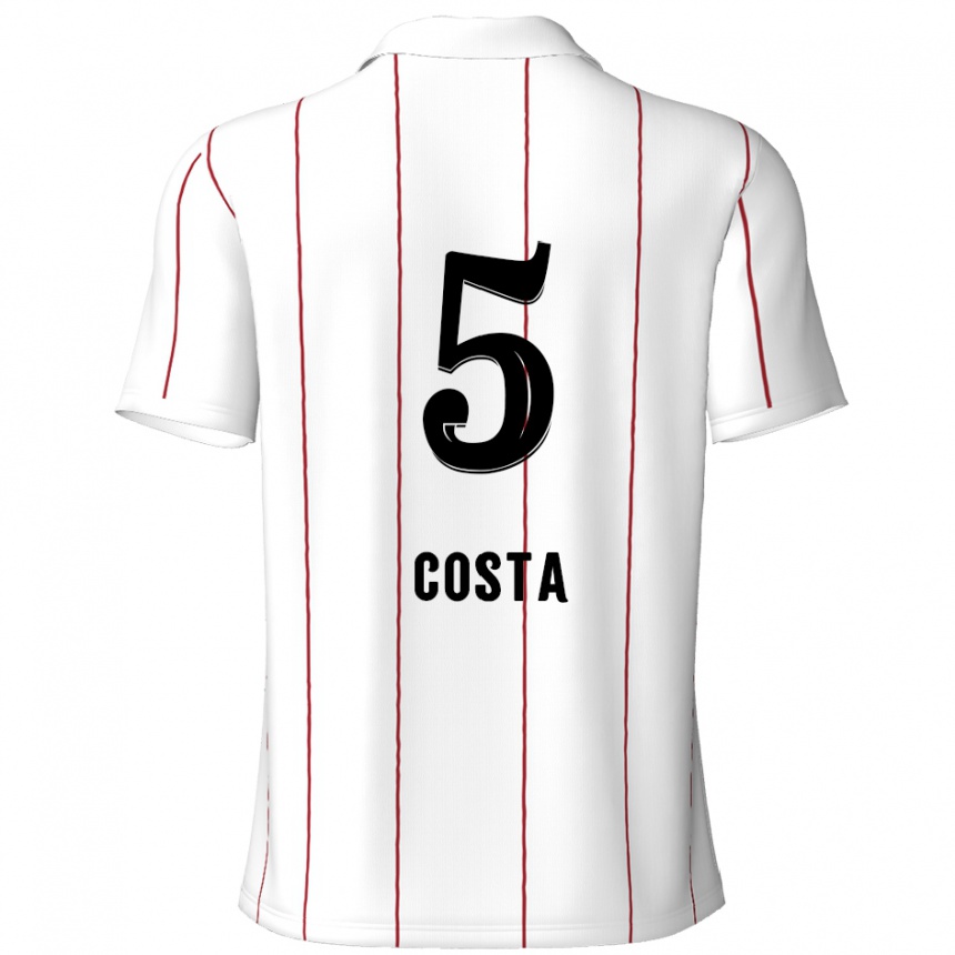 Gyermek Labdarúgás Ayrton Costa #5 Fehér Fekete Idegenbeli Jersey 2024/25 Mez Póló Ing