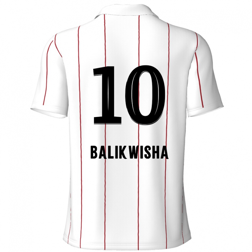 Gyermek Labdarúgás Michel-Ange Balikwisha #10 Fehér Fekete Idegenbeli Jersey 2024/25 Mez Póló Ing