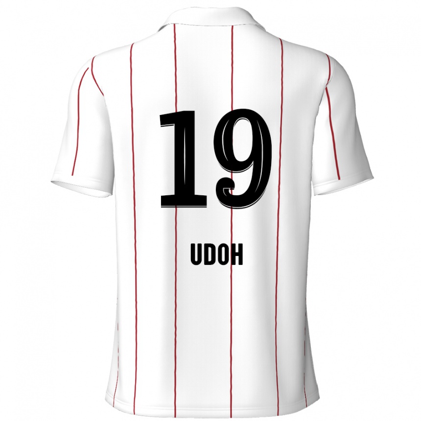 Gyermek Labdarúgás Victor Udoh #19 Fehér Fekete Idegenbeli Jersey 2024/25 Mez Póló Ing