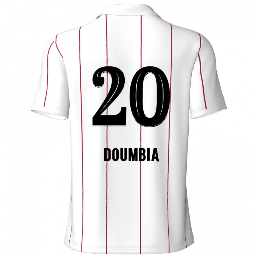 Gyermek Labdarúgás Mahamadou Doumbia #20 Fehér Fekete Idegenbeli Jersey 2024/25 Mez Póló Ing