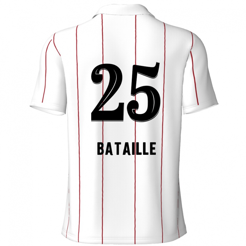 Gyermek Labdarúgás Jelle Bataille #25 Fehér Fekete Idegenbeli Jersey 2024/25 Mez Póló Ing