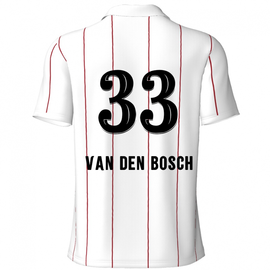 Gyermek Labdarúgás Zeno Van Den Bosch #33 Fehér Fekete Idegenbeli Jersey 2024/25 Mez Póló Ing