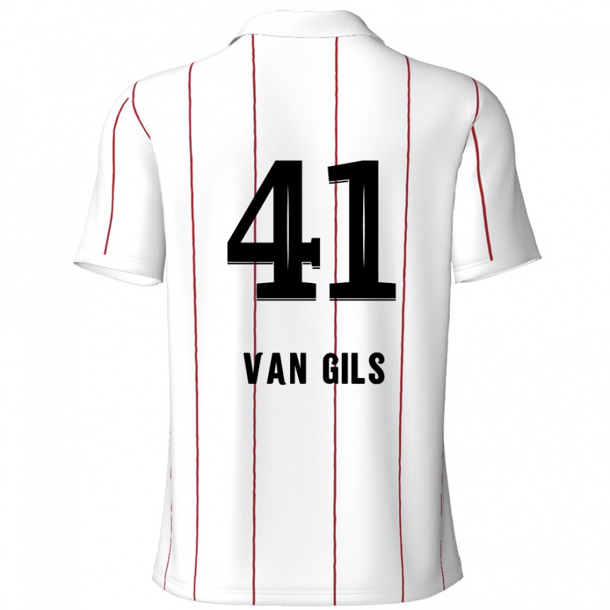 Gyermek Labdarúgás Mathis Van Gils #41 Fehér Fekete Idegenbeli Jersey 2024/25 Mez Póló Ing