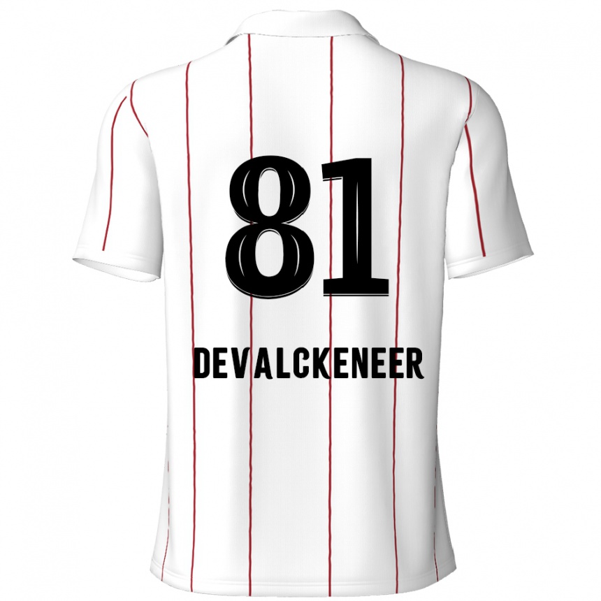 Gyermek Labdarúgás Niels Devalckeneer #81 Fehér Fekete Idegenbeli Jersey 2024/25 Mez Póló Ing