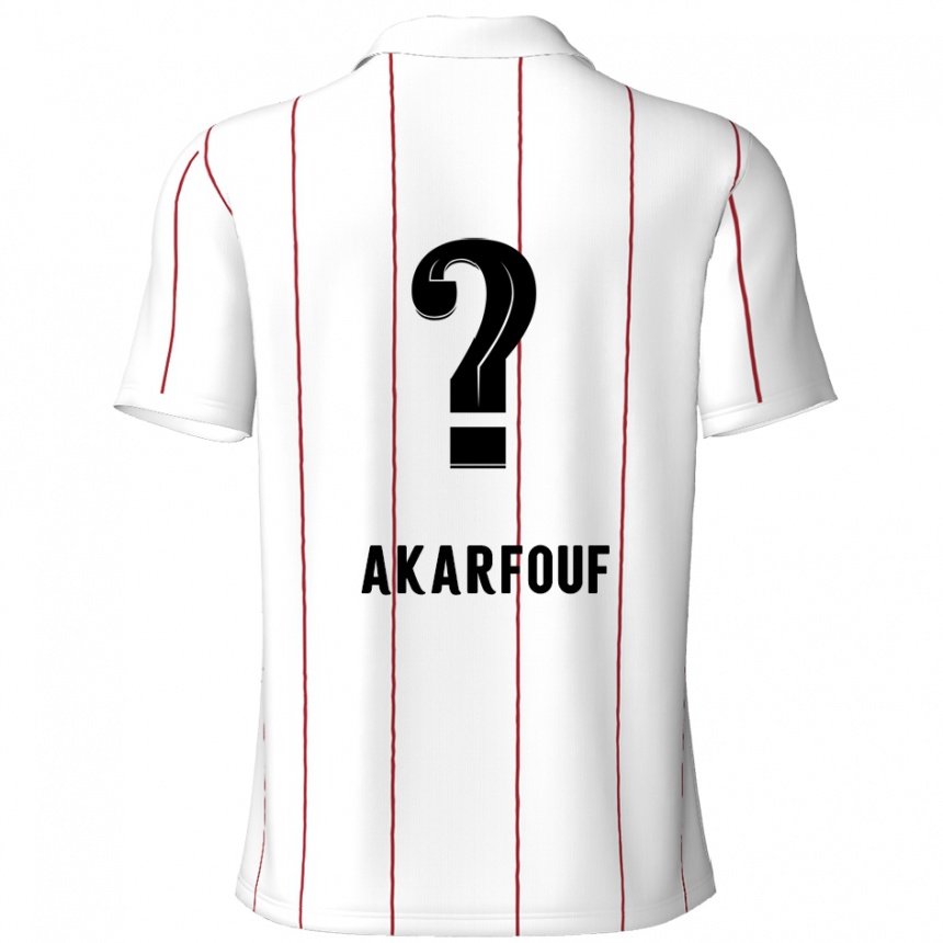 Gyermek Labdarúgás Hamza Akarfouf #0 Fehér Fekete Idegenbeli Jersey 2024/25 Mez Póló Ing