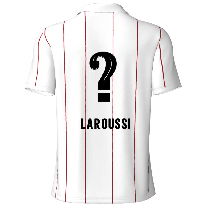 Gyermek Labdarúgás Nizar Laroussi #0 Fehér Fekete Idegenbeli Jersey 2024/25 Mez Póló Ing