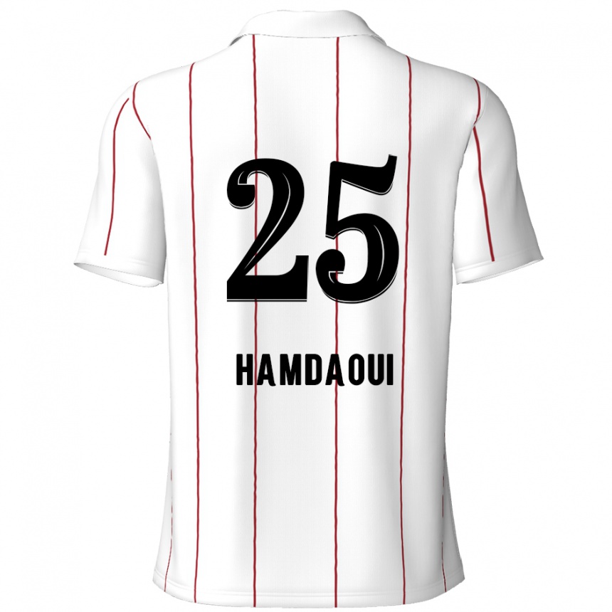 Gyermek Labdarúgás Youssef Hamdaoui #25 Fehér Fekete Idegenbeli Jersey 2024/25 Mez Póló Ing