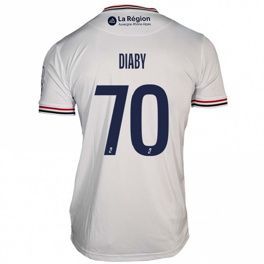 Gyermek Labdarúgás Yadaly Diaby #70 Fehér Idegenbeli Jersey 2024/25 Mez Póló Ing